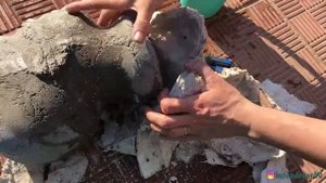 КАК СДЕЛАТЬ ВАЗОН ИЗ БЕТОНА В ФОРМЕ ГОЛОВЫ. 2 часть.