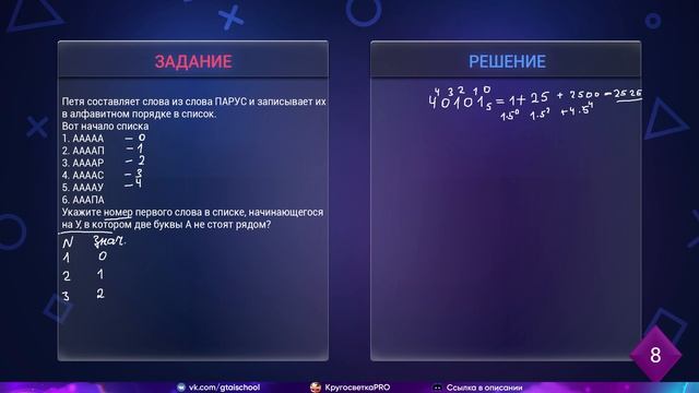 Досрок Задание 8 | ЕГЭ Информатика 2022 смотреть онлайн