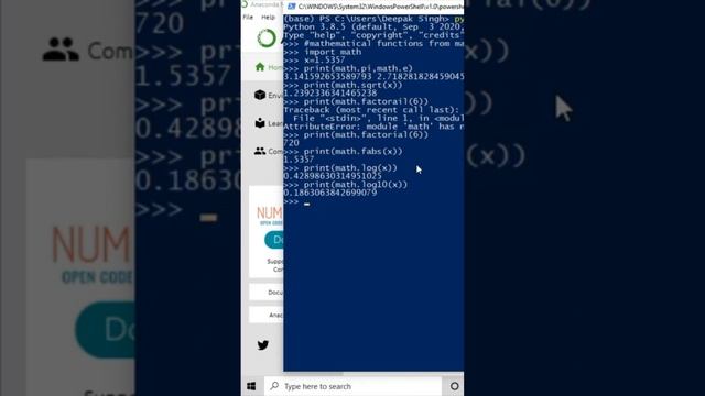 python program | math modules function | anaconda Powershell | 4.02