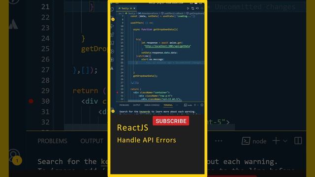 React JS Tutorial, Handle API Errors (Try Catch in JS) React JS in Telugu, React Course, Learn Reac