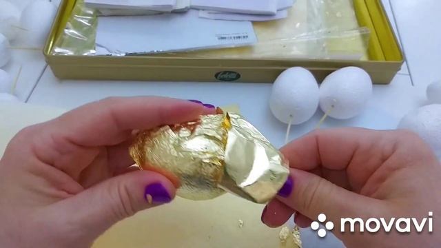 Техника  золочения ПАСХАЛЬНЫХ ЯИЦ ???#золочение #сусальноезолото #поталь