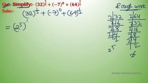 Simplify (32)^(1/5)+(-7)^0+(64)^(1/2)