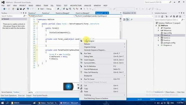 Creating MDI Parent Form in C# Using Metro FrameWork. смотреть онлайн