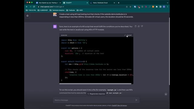 AI Testing in Kubernetes | Using ChatGPT and Testkube to run k6 Load Tests смотреть онлайн