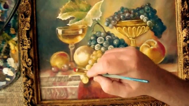 УРОК ФЛАМАНДСКОЙ ЖИВОПИСИ №1. Натюрморт маслом с бокалом вина и фруктами