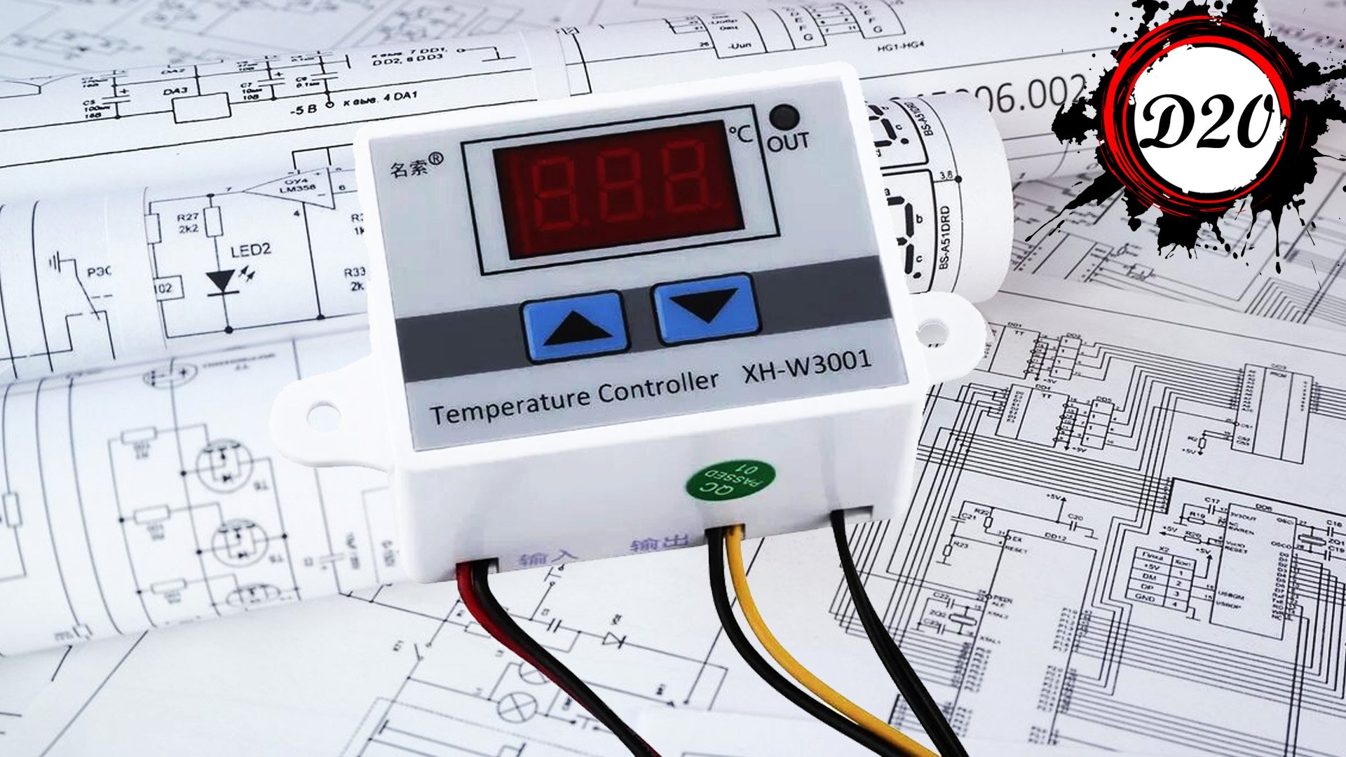 Терморегулятор электронный цифровой XH-W3001 с датчиком температуры.