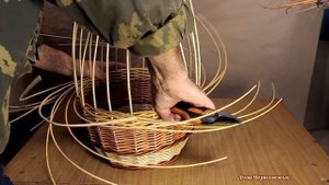 Плетение стенки ПРОСТОЙ Круглой корзины. Послойное плетение + загибка в 3 пары.