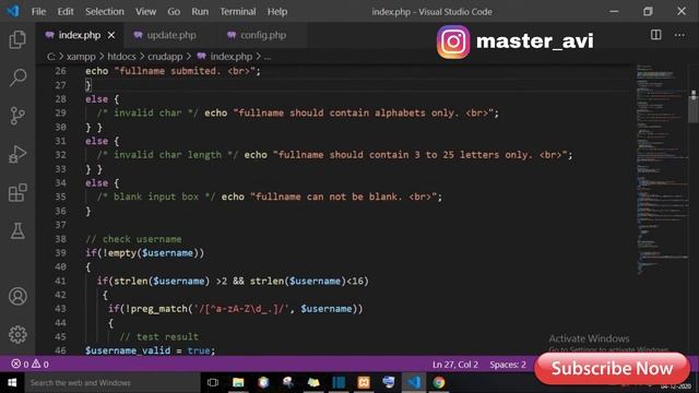 lecture 17 merge all validation | PHP CRUD Operation tutorial in hindi | #PHPcrudoperation