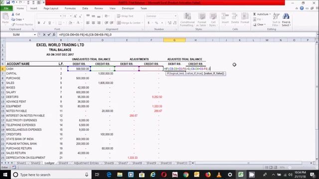 Preparation of Adjusted Trial Balance in excel spread sheet- Step 8 @myesheet смотреть онлайн