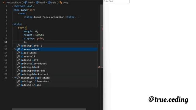 Input Focus Animation | Textbox Animation  | true.coding | #html #css #new #coding #learncoding