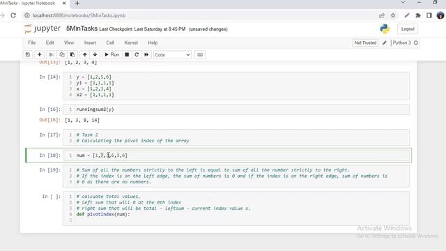 5 min Task 2 - Pivot Index #Python #programming #automation #codingforkids #coding