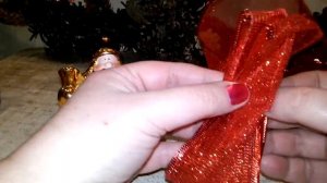 БАНТ ИЗ ЛЕНТЫ НА НОВЫЙ ГОД , БАНТ С ПРОВОЛОКОЙ НА ЁЛКУ.