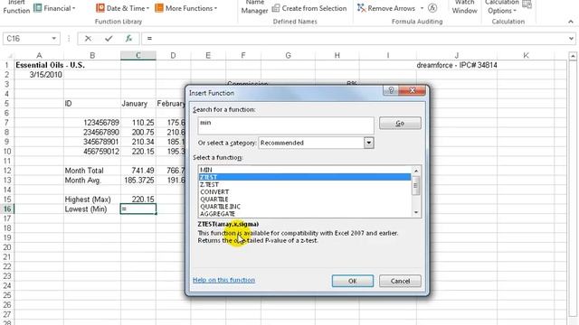 Excel 2013: MIN and MAX Functions