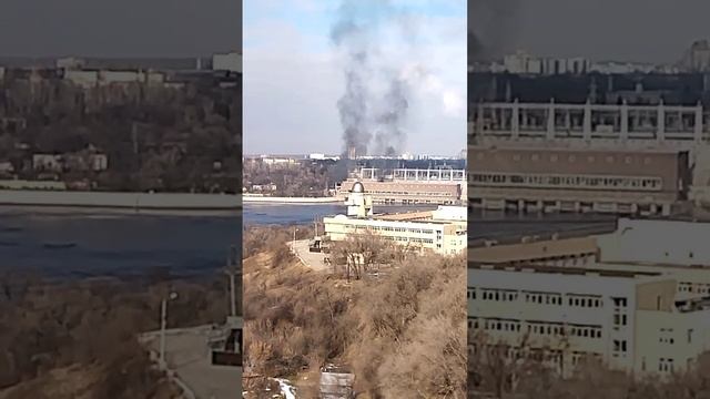 ? ? Видео после прилёта по ДнепроГЭС в Запорожье. 10.02.2023г.