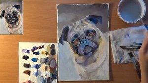Как нарисовать мопса. Рисуем собаку- мопса. Акрил