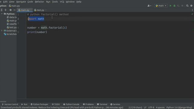 factorial ( ) method in Python #python #pythonforbeginners