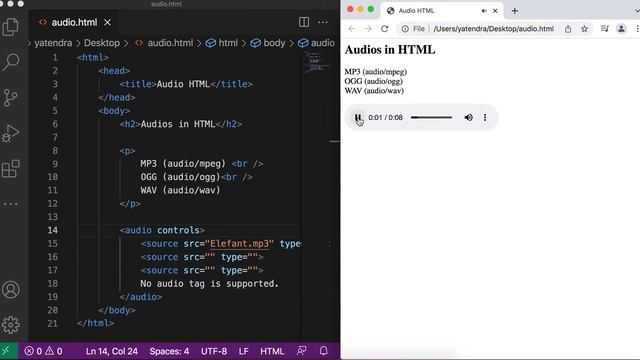 Add audio in your html web page | HTML | controls | autoplay | loop | muted | Let's Learn смотреть онлайн