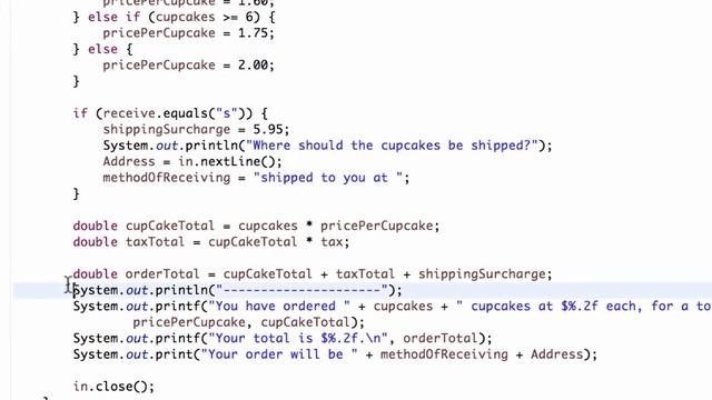 Cupcakes and Java if statements