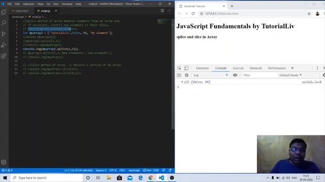 Lecture 6.16: Javascript ES6 Array | splice() | slice() | Array in Javascript | ECMAScript 2015