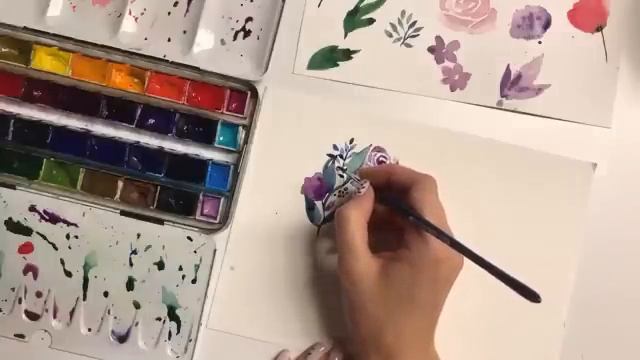 Рисуем акварелью, урок для начинающих (цветы и листья)
