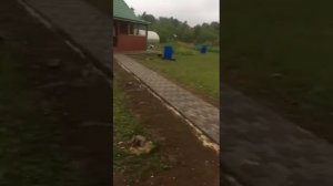 Построенная беседка с укладкой брусчатки на участке