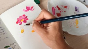 Как быстро нарисовать цветы. Скетч Космеи с натуры.