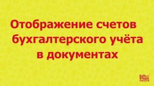 Отображение счётов бухгалтерского учета в документах