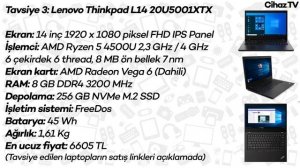 6000 TL - 7000 TL Arası En İyi Laptop Tavsiyeleri (4 Ocak 2021)