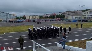 ⚓День ВМФ г.Гаджиево 2021г. Мурманская обл.Парад войск,дефиле оркестра,торжественный марш и байкеры