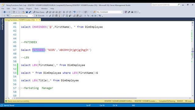 31 REPLACE,STUFF,REVERSE,CHARINDEX,PATINDEX,LEN,SUBSTRING,LOWER,UPPER,Space Concat Function in SQL смотреть онлайн