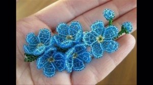 Нежные незабудки из бисера. Delicate forget-me-nots from beads