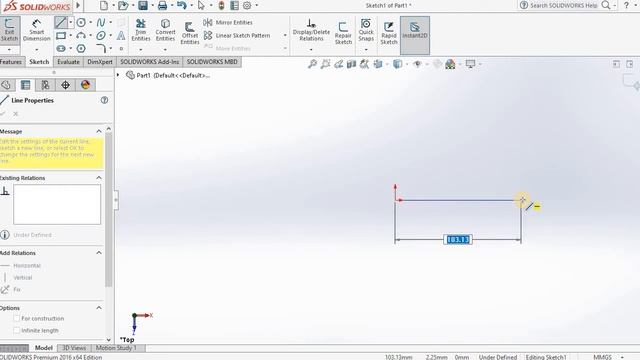 SolidWork sketch basic practics part 1