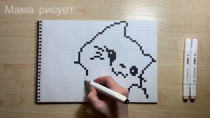 Рисунки по клеточкам - как рисовать милого Котенка