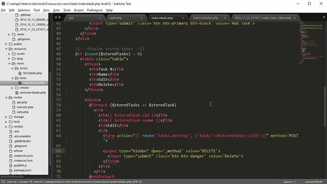 Laravel 5.3 Todo-list App (CRUD) - part 5 - Delete Button смотреть онлайн