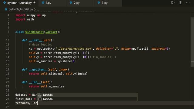 PyTorch Tutorial 09 - Dataset and DataLoader - Batch Training