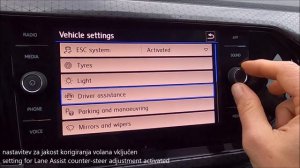 VW T-Cross, MY2020 - activation of menu for Lane Assist counter steer adjustment
