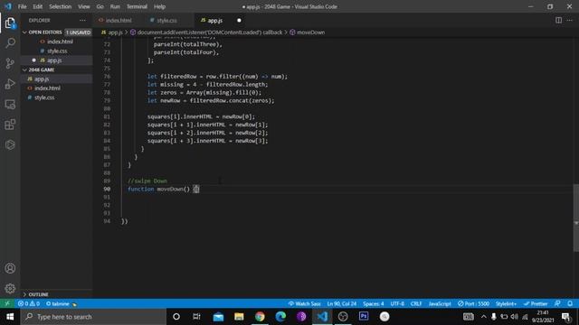 2048 Game Challenge Create Using HTML5, CSS3, JavaScript and TabNine AI