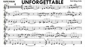 Unforgettable Flute Violin Sheet Music Backing Track Partitura Single Page for Screenshot