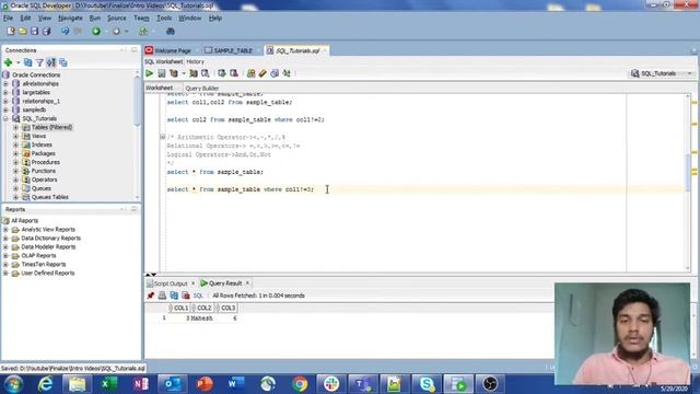 11.How to use Relational Operators in Table Columns l SQL l SQL Developer