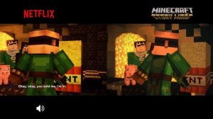 Minecraft: Story Mode | Episode 2 | Boomtown Full scene // Netflix & Original Comparison | 4K