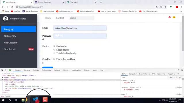 laravel  vue js restfull api Bangla Tutorial | Category add form design and font awesome add Part-1