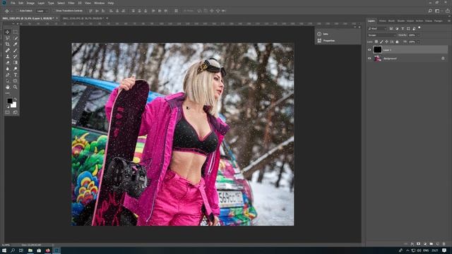 Делаем падающий снег в Фотошопе, 2 способа создания. Falling snow in Photoshop, 2 ways how to do it смотреть онлайн