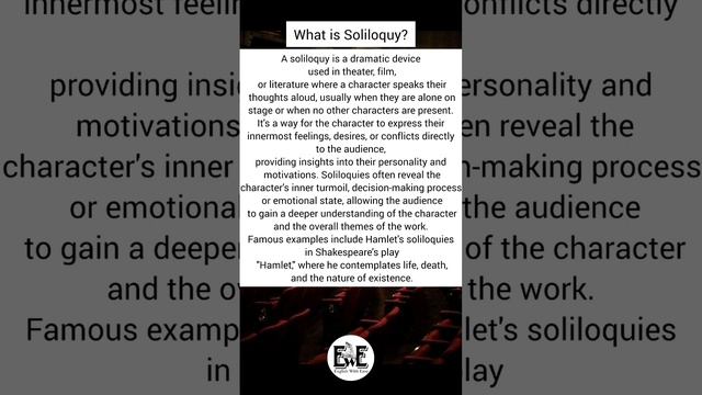 What is a Soliloquy? With example. #englishliterature #learnenglish #shakespeare #englishdrama