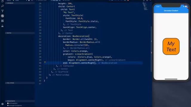 Flutter: Gradient Alignment for Container