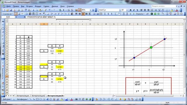 Интерполяция в Excel и на VBA. Часть 1 смотреть онлайн