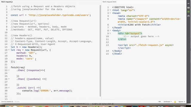 JavaScript Fetch with Request and Headers Objects смотреть онлайн
