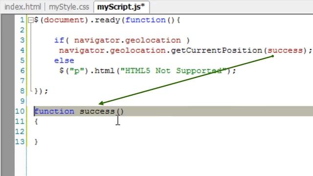 Geolocation API - Success Handler: HTML5