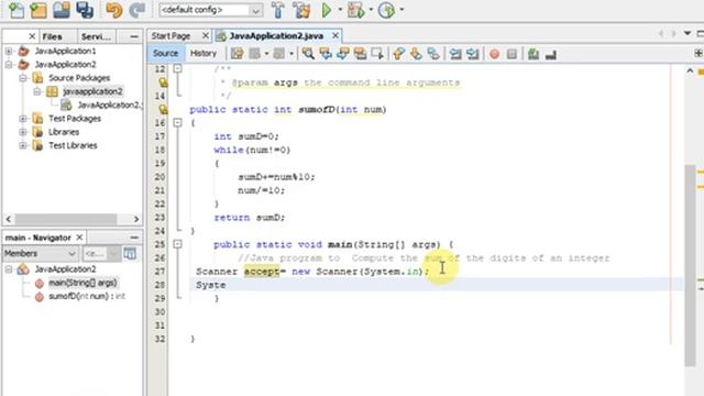 sum of the digits of an integer in  java