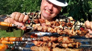 МУКБАНГ шашлык из свиной шейки/ОБЖОР на даче