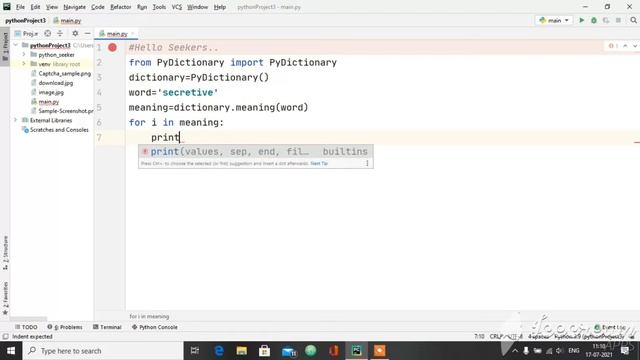 Outputing Meaning,Adjective,Preposition of words using Python Dictionary